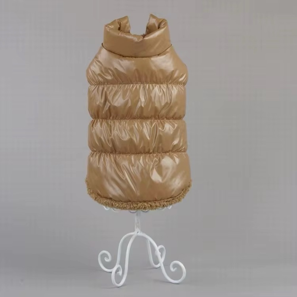 Dog Winter Puffer Jacket Size L Brown Warm Pet Coat ,Dog Clothes Cozy